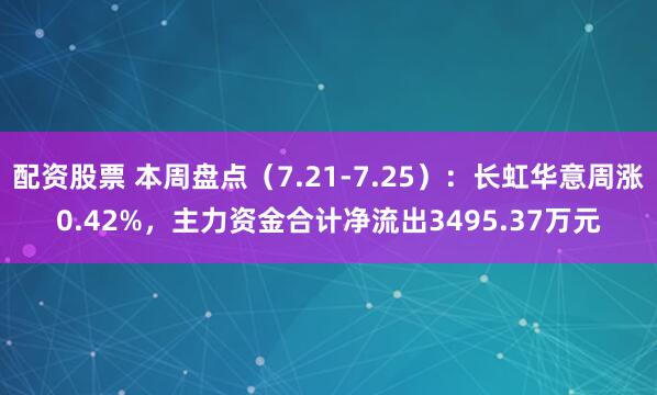 配资股票 本周盘点（7.21-7.25）：长虹华意周涨0.42%，主力资金合计净流出3495.37万元
